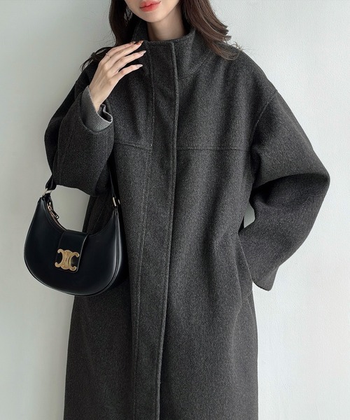 Meiru(メイル)の「スタンドカラーロングコート(その他アウター・レディース・グレー/ブラック/チャコール・LARGE/MEDIUM/SMALL)」の14枚目の写真
