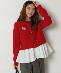 エリりん】美品 ジャスグリッティー 配色Vネックカーデアンサンブル