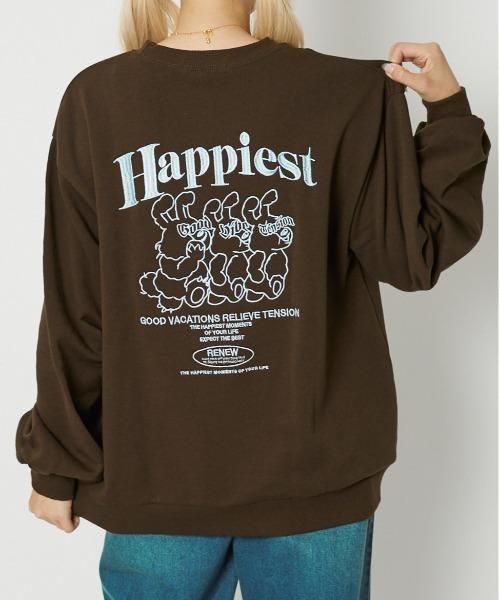 セール】《うさぎロゴ刺繍×バックデザイン》レディース 裏毛スウェット