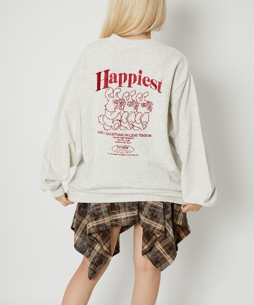 セール】《うさぎロゴ刺繍×バックデザイン》レディース 裏毛スウェット