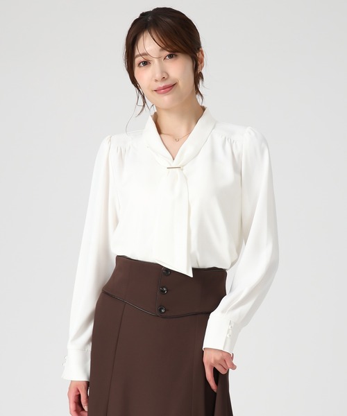 MISCH MASCH（ミッシュマッシュ）の「バー付きタイブラウス（シャツ/ブラウス・レディース・ベージュ/ブラック/グレー/ホワイト・ﾌﾘ-）」の22枚目の写真