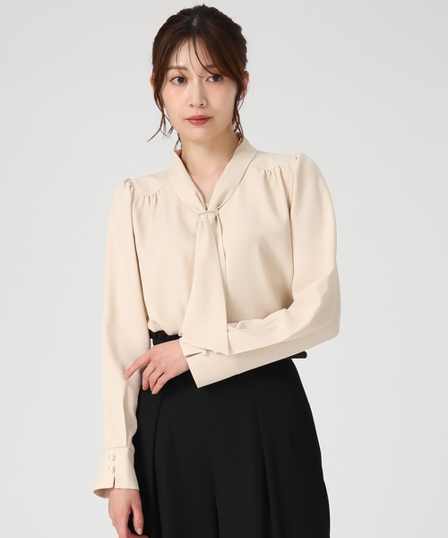 MISCH MASCH（ミッシュマッシュ）の「バー付きタイブラウス（シャツ/ブラウス・レディース・ベージュ/ブラック/グレー/ホワイト・ﾌﾘ-）」の21枚目の写真