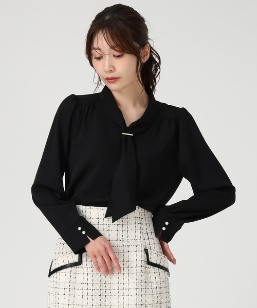 MISCH MASCH（ミッシュマッシュ）の「バー付きタイブラウス（シャツ/ブラウス・レディース・ベージュ/ブラック/グレー/ホワイト・ﾌﾘ-）」の19枚目の写真