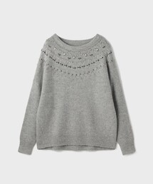 フェアアイル刺繍ニットトップ
