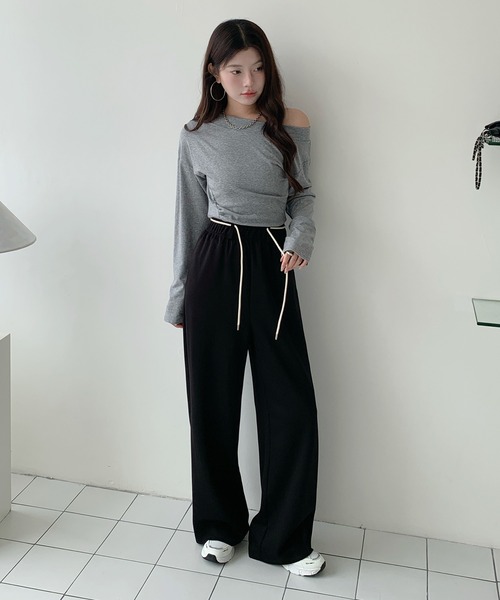 by LEGNA（バイレグナ）の「【選べる丈】ダンボールニットドローストリングワイドパンツ（その他パンツ・レディース・ブラック/グレイッシュベージュ/杢グレー/ダークブラウン/ダークグレー・M-Regular/L-Regular/XL-Regular/M-Short/L-Short/XL-Short/M-Long/L-Long）」の19枚目の写真