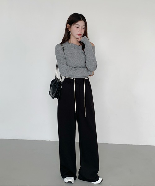 by LEGNA（バイレグナ）の「【選べる丈】ダンボールニットドローストリングワイドパンツ（その他パンツ・レディース・ブラック/グレイッシュベージュ/杢グレー/ダークブラウン/ダークグレー・M-Regular/L-Regular/XL-Regular/M-Short/L-Short/XL-Short/M-Long/L-Long）」の15枚目の写真