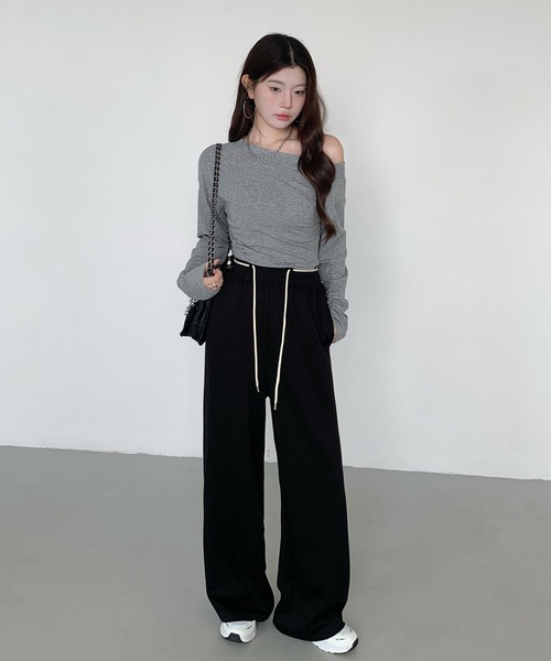 by LEGNA（バイレグナ）の「【選べる丈】ダンボールニットドローストリングワイドパンツ（その他パンツ・レディース・ブラック/グレイッシュベージュ/杢グレー/ダークブラウン/ダークグレー・M-Regular/L-Regular/XL-Regular/M-Short/L-Short/XL-Short/M-Long/L-Long）」の22枚目の写真