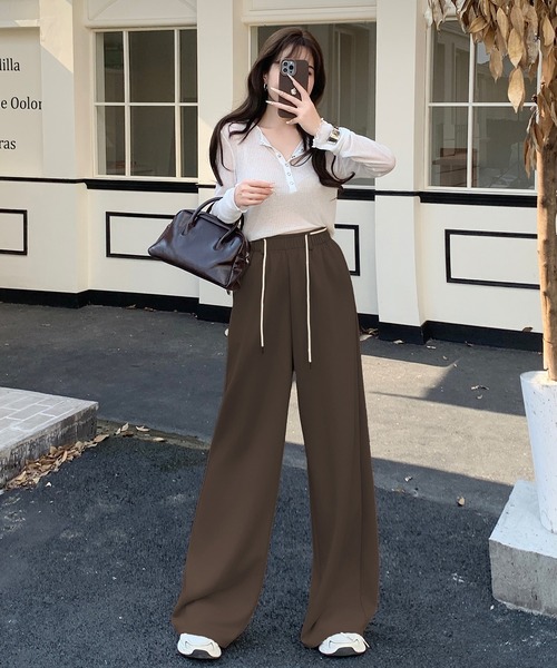 セール】【選べる丈】ダンボールニットドローストリングワイド