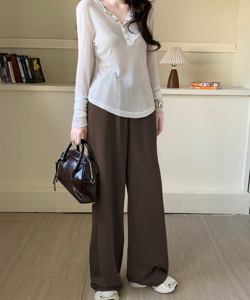 by LEGNA（バイレグナ）の「【選べる丈】ダンボールニットドローストリングワイドパンツ（その他パンツ・レディース・ブラック/グレイッシュベージュ/杢グレー/ダークブラウン/ダークグレー・M-Regular/L-Regular/XL-Regular/M-Short/L-Short/XL-Short/M-Long/L-Long）」の12枚目の写真