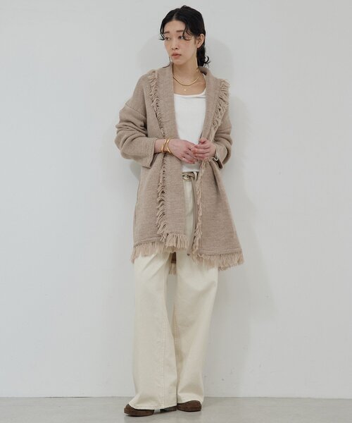 GALLARDAGALANTE（ガリャルダガランテ）の「【25th記念アイテム】フリンジニットガウン（カーディガン/ボレロ・レディース・ベージュ/ホワイト・FREE）」の11枚目の写真