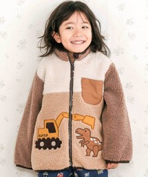 恐竜ショベルカーパッチボアジャケット(80~130cm)