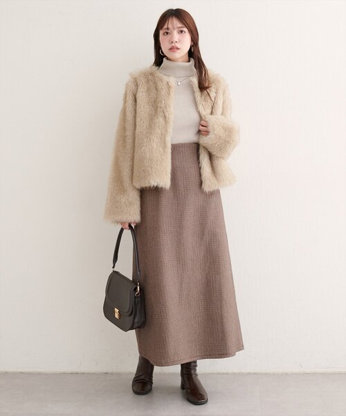 セール】【WEB限定】ノーカラーファージャケット（ノーカラー