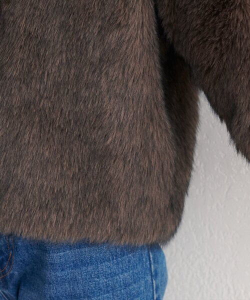 natural couture(ナチュラルクチュール)の「【WEB限定】ノーカラーファージャケット(ノーカラージャケット・レディース・ブラウン/アイボリー・FREE)」の20枚目の写真