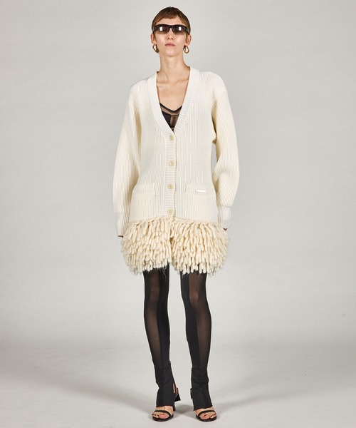 PRANK PROJECT(プランクプロジェクト)の「ハンドフリンジニットカーディガン / Hand-Fringed Knit Cardigan(カーディガン/ボレロ・レディース・ホワイト/ブラック・FREE)」の3枚目の写真