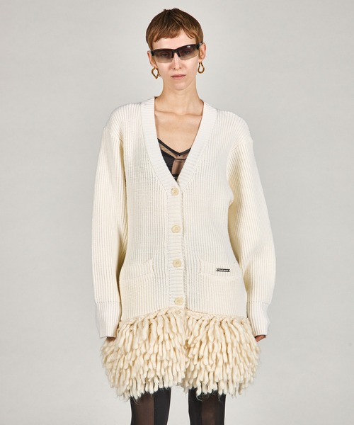 PRANK PROJECT(プランクプロジェクト)の「ハンドフリンジニットカーディガン / Hand-Fringed Knit Cardigan(カーディガン/ボレロ・レディース・ホワイト/ブラック・FREE)」の18枚目の写真