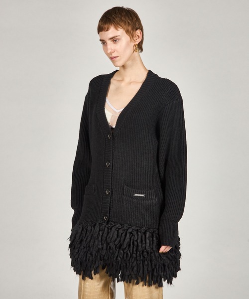 PRANK PROJECTフリンジジャガードフリルカーディガン FREEサイズ フリンジジャガードフリルカーデ / Fringe Jacquard Frill Cardigan