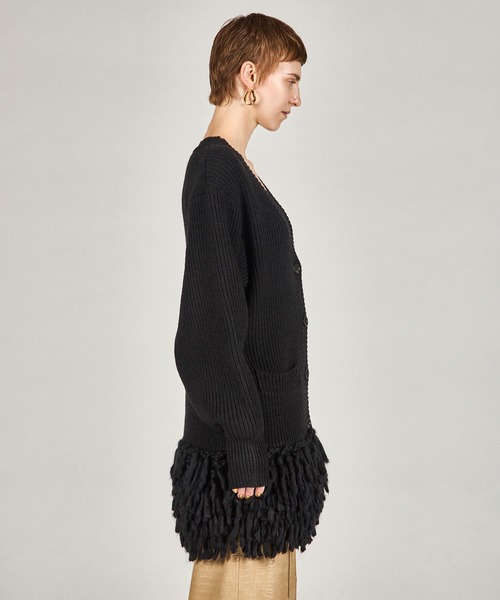 PRANK PROJECT(プランクプロジェクト)の「ハンドフリンジニットカーディガン / Hand-Fringed Knit Cardigan(カーディガン/ボレロ・レディース・ホワイト/ブラック・FREE)」の6枚目の写真