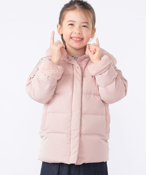 SHIPS（シップス）の「SHIPS KIDS:100～130cm /〈撥水/手洗い可能〉ミディアム丈 リサイクル ダウン フーディー（ダウンジャケット/コート・キッズ・ネイビー/ピンク・100/110/120/130）」の3枚目の写真