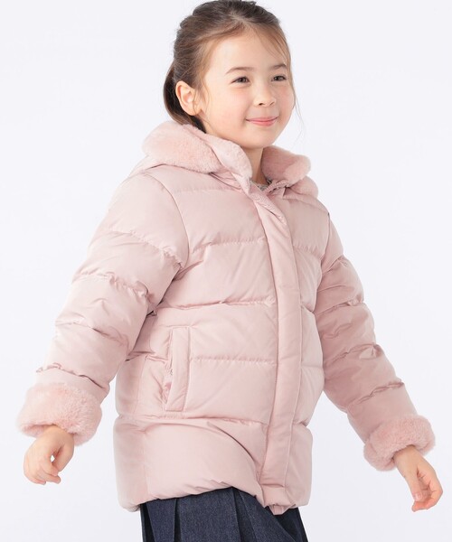 SHIPS（シップス）の「SHIPS KIDS:100～130cm /〈撥水/手洗い可能〉ミディアム丈 リサイクル ダウン フーディー（ダウンジャケット/コート・キッズ・ネイビー/ピンク・100/110/120/130）」の4枚目の写真