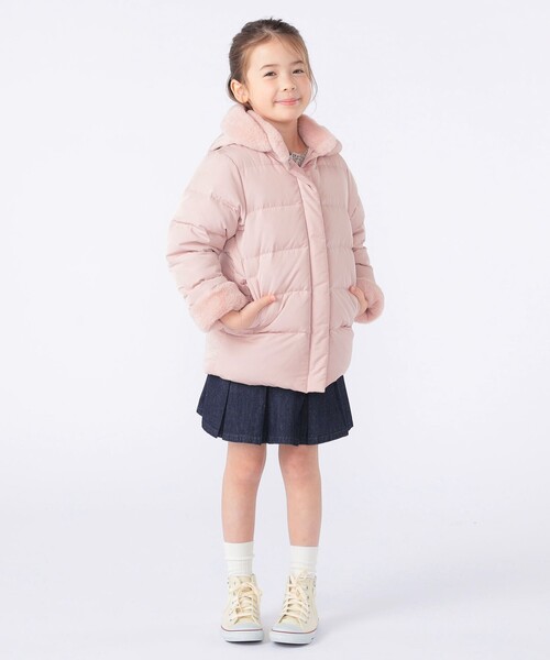 SHIPS（シップス）の「SHIPS KIDS:100～130cm /〈撥水/手洗い可能〉ミディアム丈 リサイクル ダウン フーディー（ダウンジャケット/コート・キッズ・ネイビー/ピンク・100/110/120/130）」の7枚目の写真