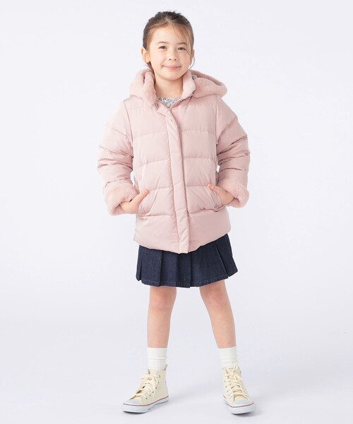 SHIPS（シップス）の「SHIPS KIDS:100～130cm /〈撥水/手洗い可能〉ミディアム丈 リサイクル ダウン フーディー（ダウンジャケット/コート・キッズ・ネイビー/ピンク・100/110/120/130）」の9枚目の写真