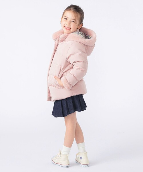 SHIPS（シップス）の「SHIPS KIDS:100～130cm /〈撥水/手洗い可能〉ミディアム丈 リサイクル ダウン フーディー（ダウンジャケット/コート・キッズ・ネイビー/ピンク・100/110/120/130）」の12枚目の写真