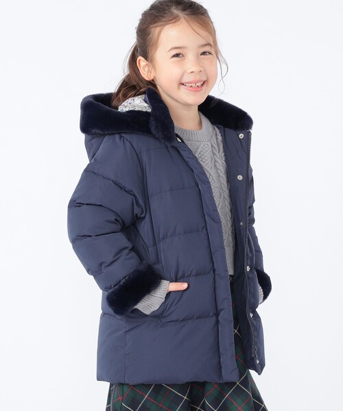 SHIPS（シップス）の「SHIPS KIDS:100～130cm /〈撥水/手洗い可能〉ミディアム丈 リサイクル ダウン フーディー（ダウンジャケット/コート・キッズ・ネイビー/ピンク・100/110/120/130）」の13枚目の写真