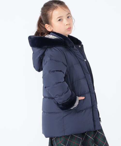 SHIPS（シップス）の「SHIPS KIDS:100～130cm /〈撥水/手洗い可能〉ミディアム丈 リサイクル ダウン フーディー（ダウンジャケット/コート・キッズ・ネイビー/ピンク・100/110/120/130）」の14枚目の写真