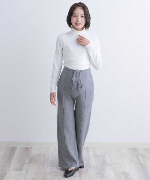 SweetMommy（スウィートマミー）の「【ZOZO限定】センターピンタック ニットワイドパンツ [マタニティ　産前産後]（マタニティウェア/グッズ・レディース・ホワイト/グレー・FREE）」の10枚目の写真