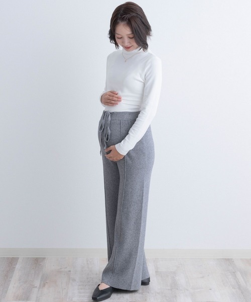 SweetMommy（スウィートマミー）の「【ZOZO限定】センターピンタック ニットワイドパンツ [マタニティ　産前産後]（マタニティウェア/グッズ・レディース・ホワイト/グレー・FREE）」の16枚目の写真