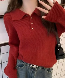 yuue' ( wear ) | ポロカラーリブニットトップス(ニット/セーター)