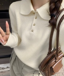 yuue' ( wear ) | ポロカラーリブニットトップス(ニット/セーター)