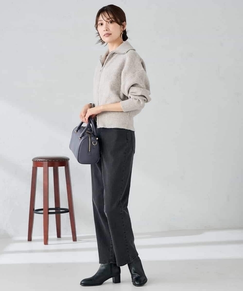 a.v.v（アーヴェヴェ）の「WZIP襟付きニットブルゾン（カーディガン/ボレロ・レディース・ベージュ・38/40）」の9枚目の写真