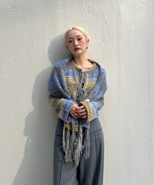 セール】＜ZOZOTOWN限定＞2WAY MELANGE KNIT SCARF SET TOP（ニット