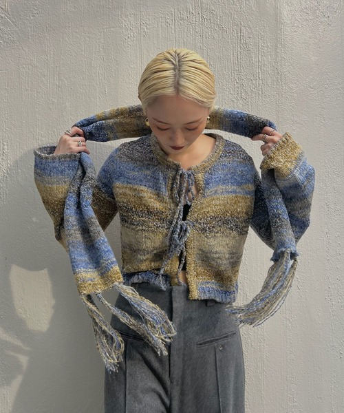 Ameri（アメリ）の「＜ZOZOTOWN限定＞2WAY MELANGE KNIT SCARF SET TOP