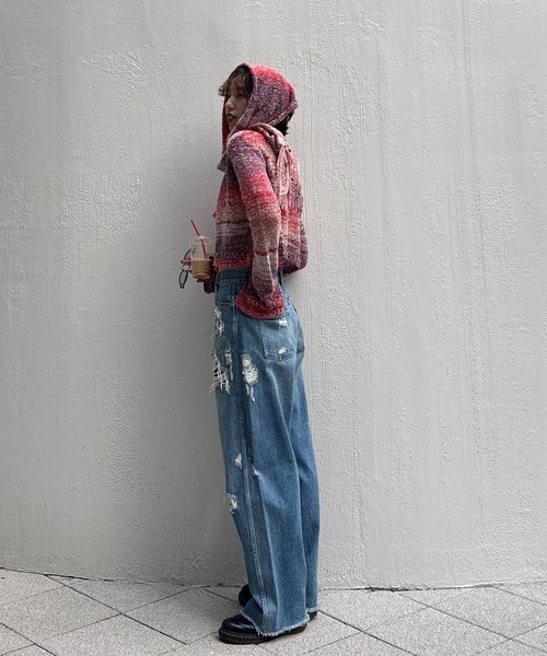 トップス Ameri 2WAY MELANGE KNIT SCARF SET TOP セール】＜ZOZOTOWN限定＞2WAY MELANGE KNIT SCARF SET TOP（ニット