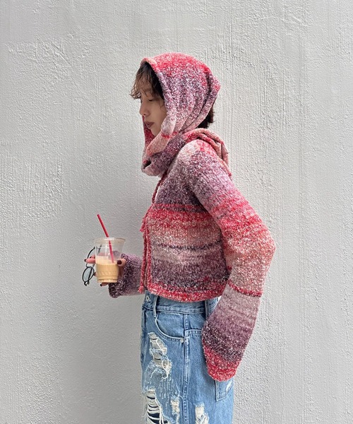 セール】＜ZOZOTOWN限定＞2WAY MELANGE KNIT SCARF SET TOP（ニット