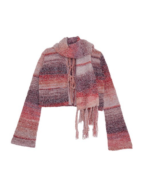 トップス Ameri 2WAY MELANGE KNIT SCARF SET TOP セール】＜ZOZOTOWN限定＞2WAY MELANGE KNIT SCARF SET TOP（ニット