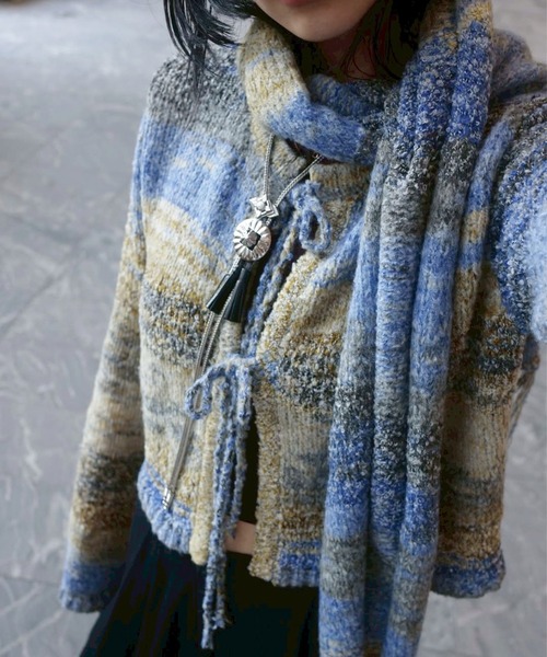 トップス Ameri 2WAY MELANGE KNIT SCARF SET TOP セール】＜ZOZOTOWN限定＞2WAY MELANGE KNIT SCARF SET TOP（ニット