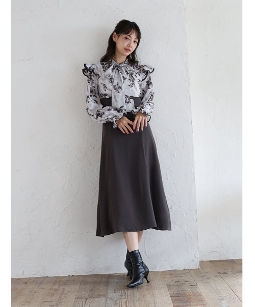 fifth（フィフス）の「【XSサイズあり】フラワープリントボウタイドッキングワンピース（ワンピース・レディース・ブラウン/グレー・M/XS）」の15枚目の写真