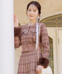 WILLSELECTION | 【10/17(fri)12時発売】チェック柄ファーカフスカーディガン(カーディガン/ボレロ)