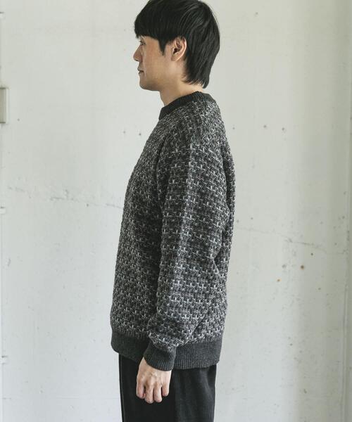 URBAN RESEARCH DOORS(アーバンリサーチドアーズ)の「ツイードライク ボーダーニット(ニット/セーター・メンズ・ブラック系その他/グレー系その他/ブラウン系その他・LARGE/MEDIUM)」の5枚目の写真