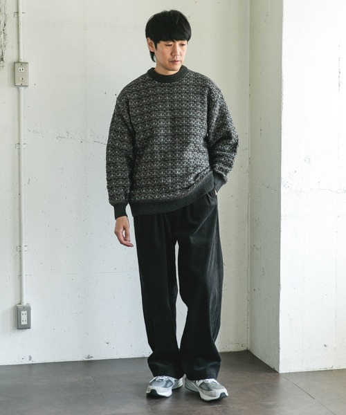 URBAN RESEARCH DOORS（アーバンリサーチドアーズ）の「ツイードライク ボーダーニット（ニット/セーター・メンズ・ブラック系その他/グレー系その他/ブラウン系その他・LARGE/MEDIUM）」の17枚目の写真