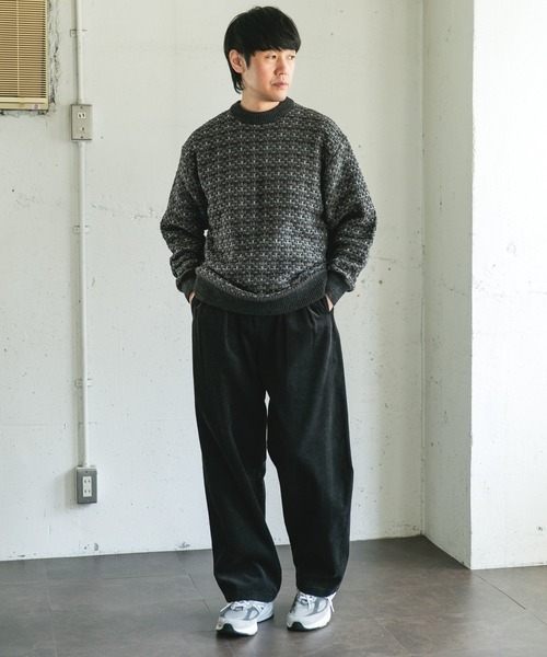 URBAN RESEARCH DOORS（アーバンリサーチドアーズ）の「ツイードライク ボーダーニット（ニット/セーター・メンズ・ブラック系その他/グレー系その他/ブラウン系その他・LARGE/MEDIUM）」の18枚目の写真