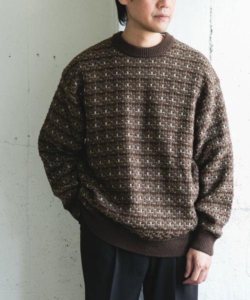 URBAN RESEARCH DOORS（アーバンリサーチドアーズ）の「ツイードライク ボーダーニット（ニット/セーター・メンズ・ブラック系その他/グレー系その他/ブラウン系その他・LARGE/MEDIUM）」の21枚目の写真