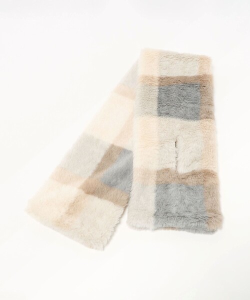 green label relaxing（グリーンレーベルリラクシング）の「チェック マフラー / キッズ（マフラー・キッズ・ライトグレー/ライトブルー/ライトピンク・FREE）」の5枚目の写真