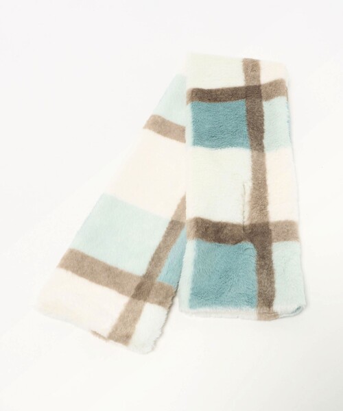 green label relaxing（グリーンレーベルリラクシング）の「チェック マフラー / キッズ（マフラー・キッズ・ライトグレー/ライトブルー/ライトピンク・FREE）」の7枚目の写真