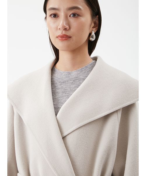 共ベルト付きビックカラーミディ丈コート（ステンカラーコート）｜Mila