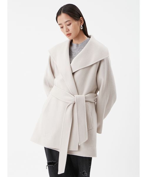 Mila owen 共ベルト付肩章デザイントレンチコート ミントイエロー 00