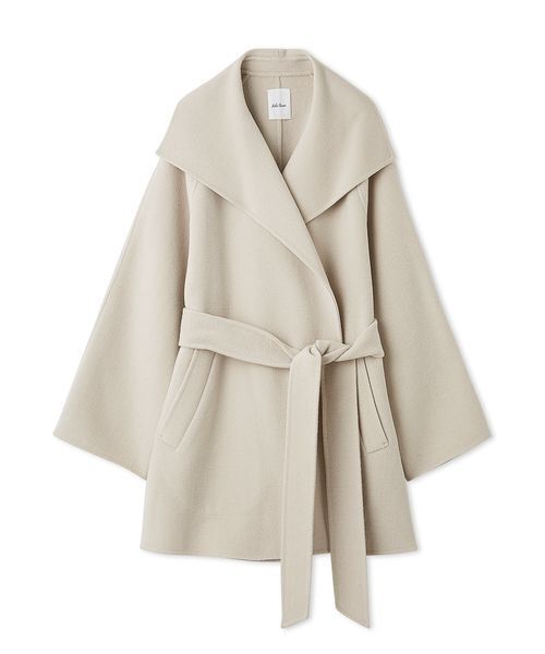 共ベルト付きビックカラーミディ丈コート（ステンカラーコート）｜Mila